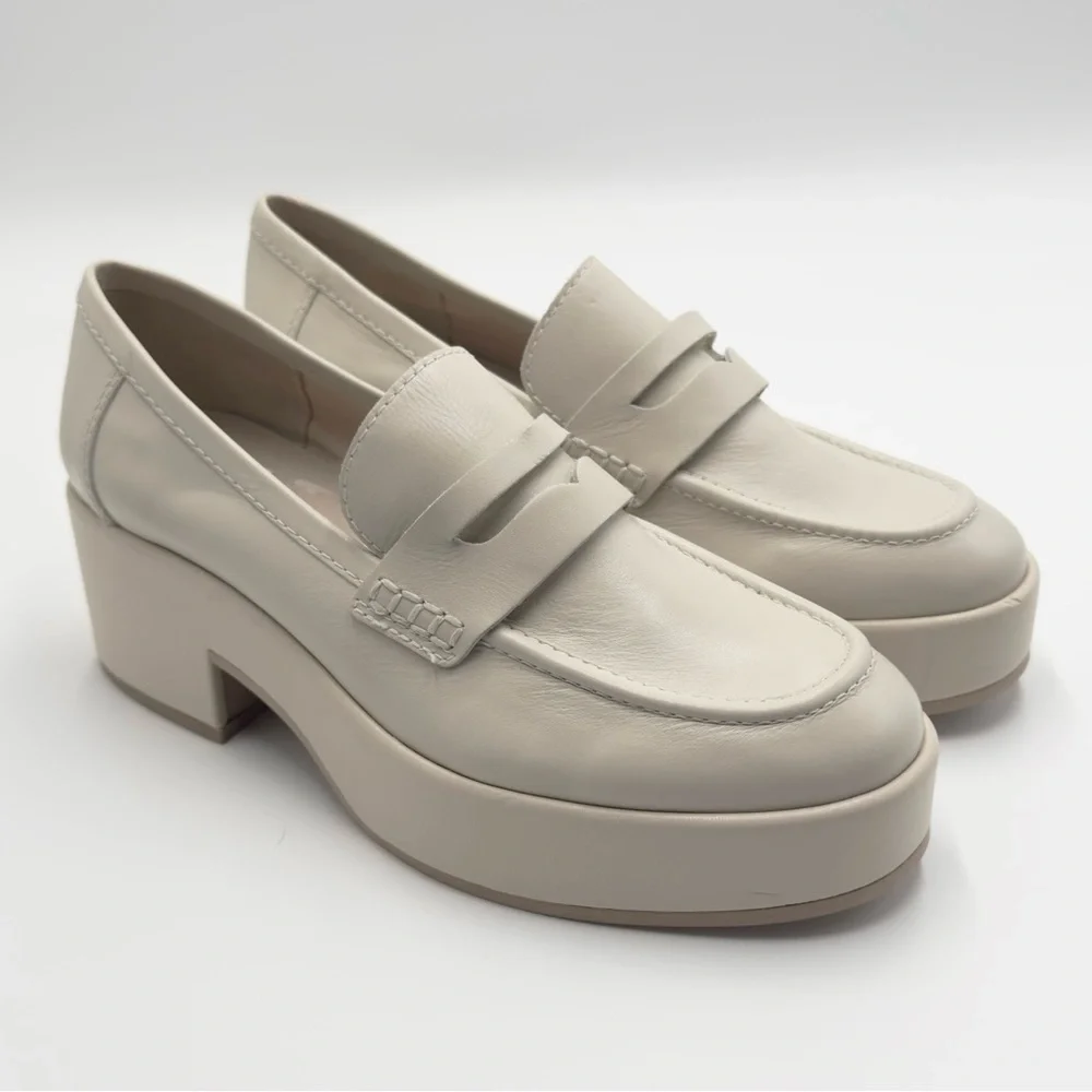 NEW Dolce Vita Yanni Platform Loafer Shoes Round Toe Women's Ivory Size US 7.5 - Picture 2 of 12